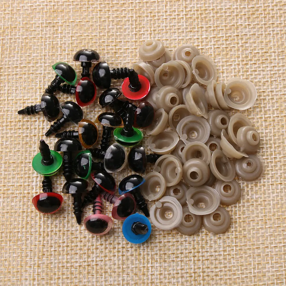 Mix Color Plastic Safety Eyes Crafts Animal Teddy Bear DIY Dolls Puppet Accessories Stuffed Toys with Washer 20pcs 8/10/12/14mm