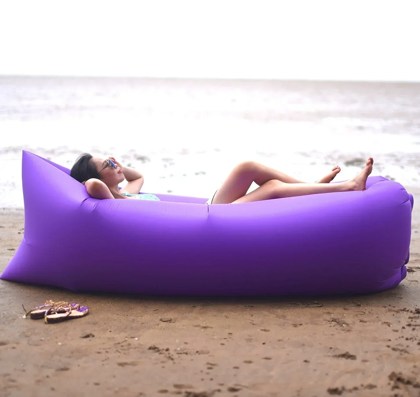Inflatable Sofa Bed Outdoor Air Lazy Inflatable Sofa Bag Portable Camping Sofa Air Sleeping Bag Lunch Break Mattress Music Festival Concert Recliner