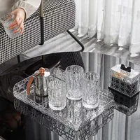 Luxury Vine Pattern Plastics Tray Plaid Jewelry Aromatherapy Storage Plate Living Room Water Cup Trays Desktop Home Decoration 2