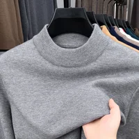Pull en tricot demi-col roulé pour homme, sweat-shirt à col montant, couleur unie, de marque, décontracté, nouvelle collection automne/hiver 4