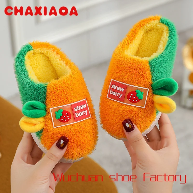 

Kids's Cotton Shoes Thicken Warm Full Heel Baby's Cute Soft Sole Non Slip Parent-child Slippers For Small Boys Girls