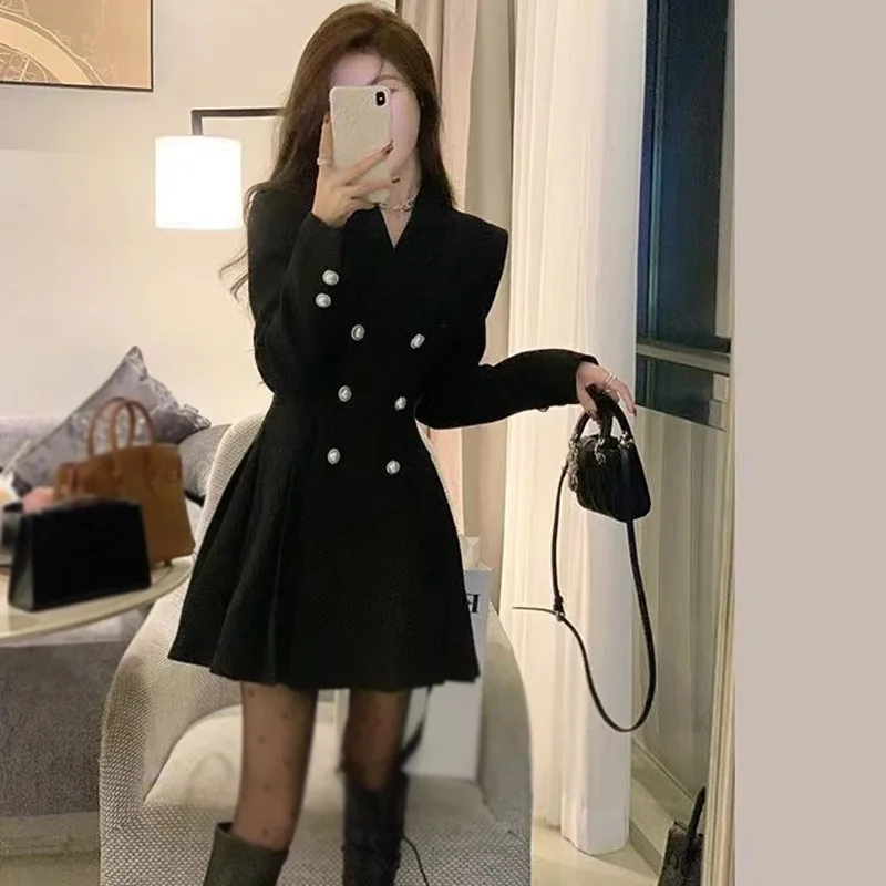

2022 New High-Grade Elegant Slightly Mature Style Dress Women Hepburn Style Retro Chic Suit Skirt Slimming