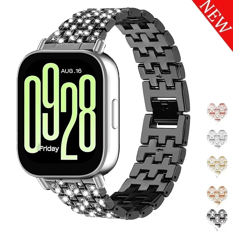 Elegant Stainless Steel Diamond Watchband - 22mm Women's Strap Bracelet