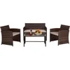 4 Pieces Outdoor Patio Furniture Sets Rattan Chair Patio Set Wicker Conversation Set Poolside Lawn Chairs Porch Poolside Balcony 1
