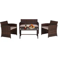 4 Pieces Outdoor Patio Furniture Sets Rattan Chair Patio Set Wicker Conversation Set Poolside Lawn Chairs Porch Poolside Balcony 1