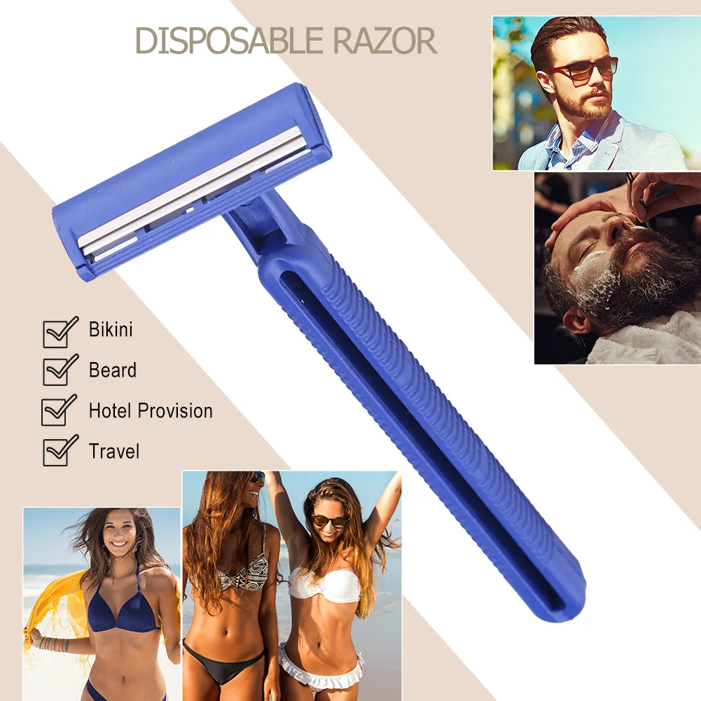 Lubricating strip twin blade disposable shaving razors stainless steel razor blade beard shaver for men travel hotel 100Pcs/pack razor blades razor shaver razor parts shaver replacement head