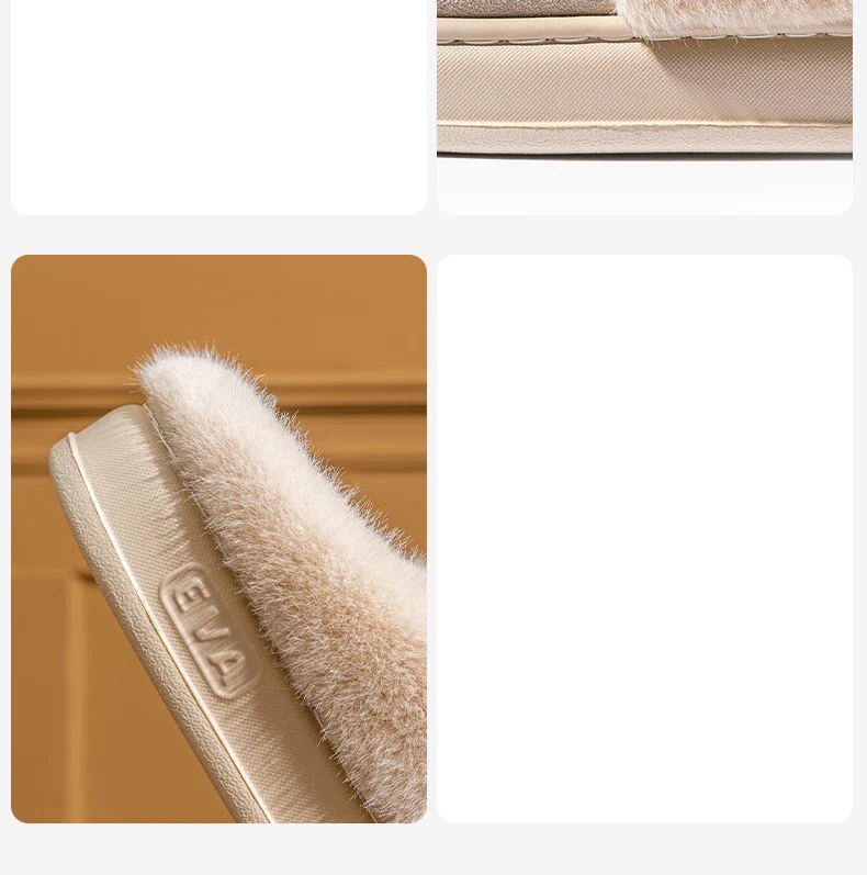 Comwarm Mode Frauen Fuzzy Hausschuhe Winter Neue Pelz Kragen Hausschuhe Weiche Sohle Flauschigen Hause Baumwolle Schuhe Plattform Plüsch Hausschuhe – Detail 19