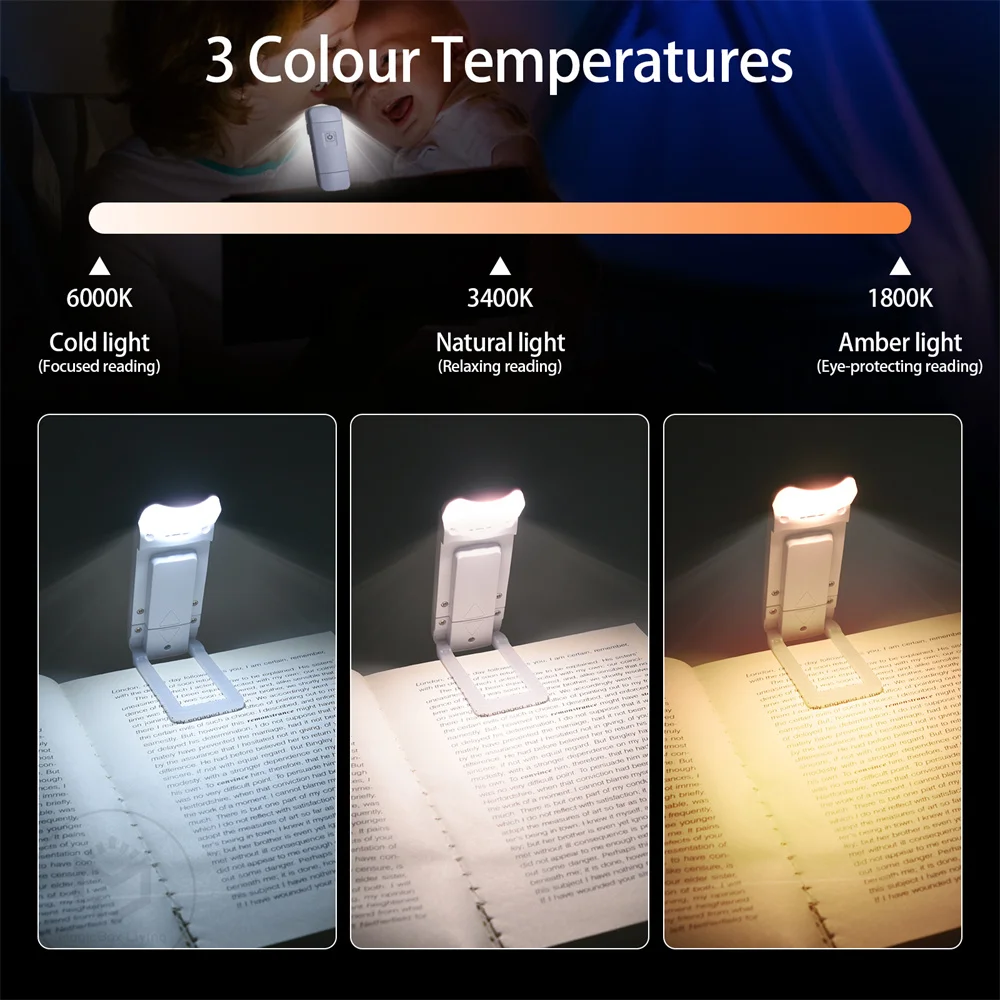 USB Rechargeable Book Light Brightness Adjustable Clip Bookmark Light Led Book Lamp Night Read Lamp For Kids Bedroom Read