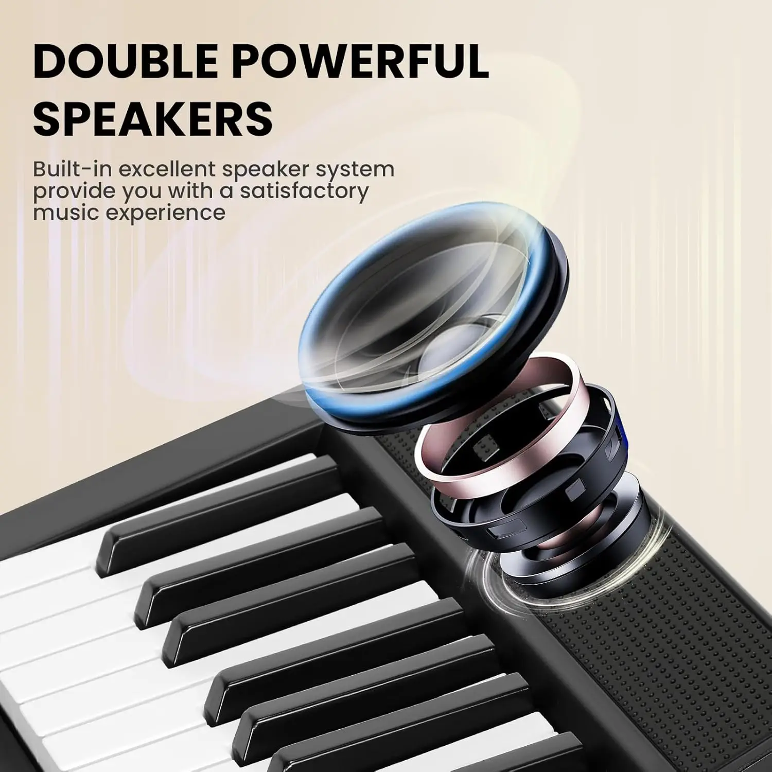 Keyboard Piano 88 Key, Digital Piano Full Size Semi Weighted with 2 Speakers, Electric Keyboard for Beginners, Musi
