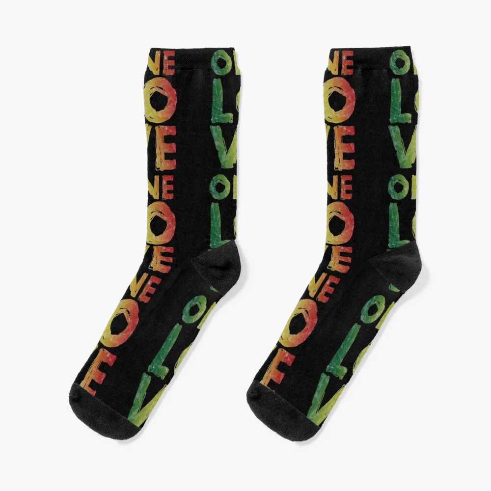 

One Love Rasta Reggae Roots Jamaica Culture Socks Running socks funny gifts bright garter socks Male Socks Women's
