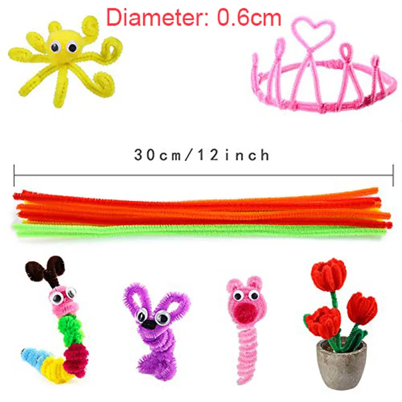 300pcs Glitter Chenille Stems Pipe Cleaners Plush Tinsel Stems Wired Sticks  Kids Educational Diy Craft Supplies Toys Crafting - AliExpress