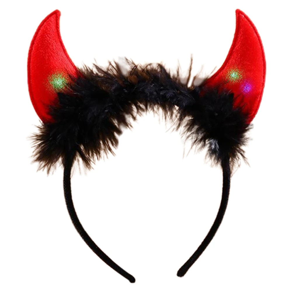 Description Picture 2 of itemHalloween Devil Ears Horns Shaped Headband Light Up Costume Hair Hoop Cosplay Party Headwear Hair Accessories Glow Party Supply