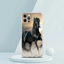Elegant Horse Design Transparent Silicone Phone Case - Luxury Coque Shell - iPhone 14 (B1)