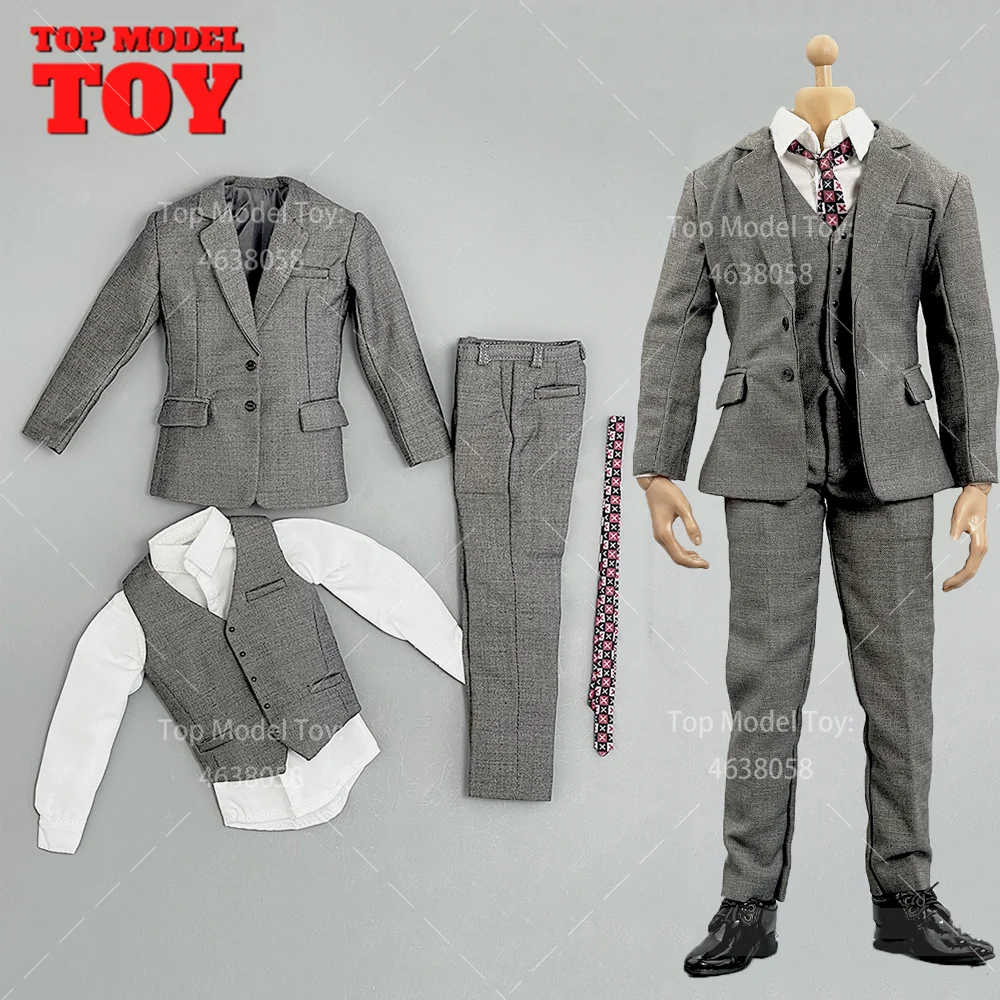 PC004-1-6-Scale-Men-Soldier-Gray-Western-Style-Suit-Jacket-Shirt-Pants ...