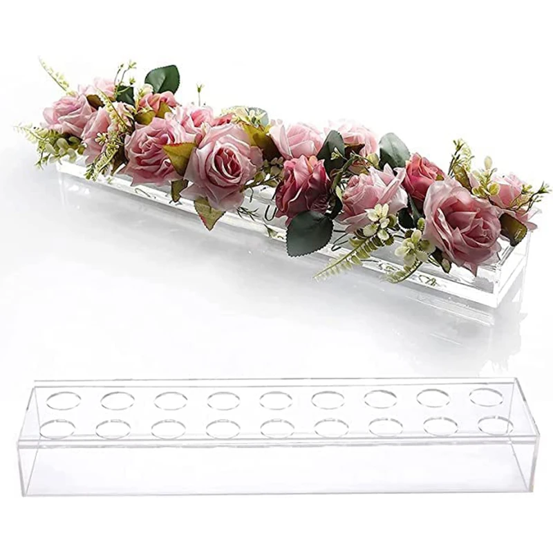 

Rectangular Clear Acrylic Flower Vase, Flower Box, Wedding, Dining Table Decoration, Centerpiece Arrangements, Floral Vase