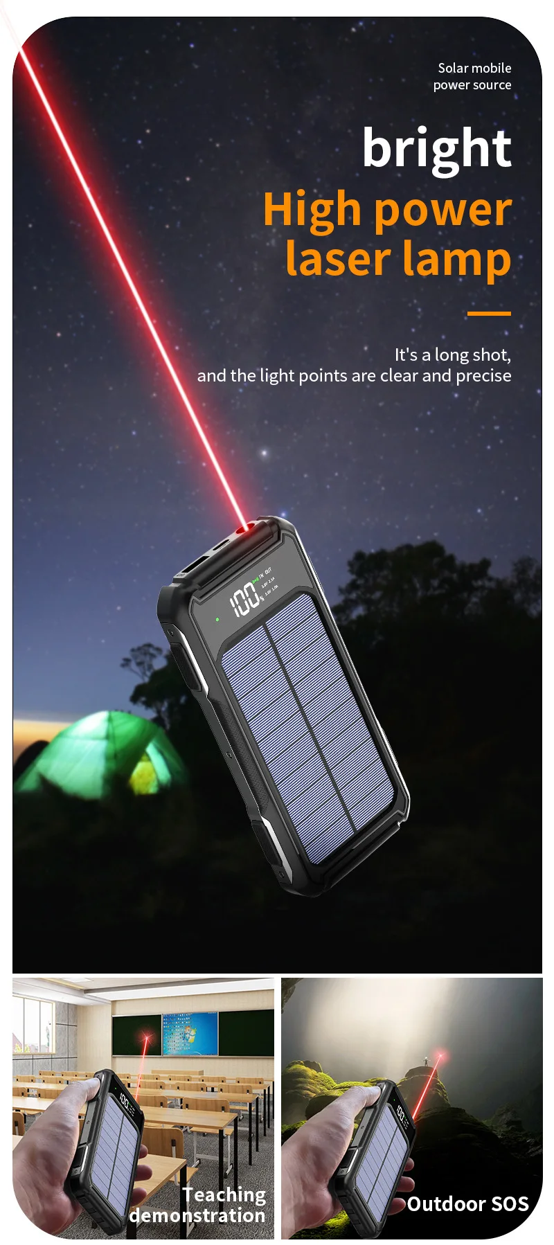 10000/20000mAh Three defenses Portable large capacity solar power