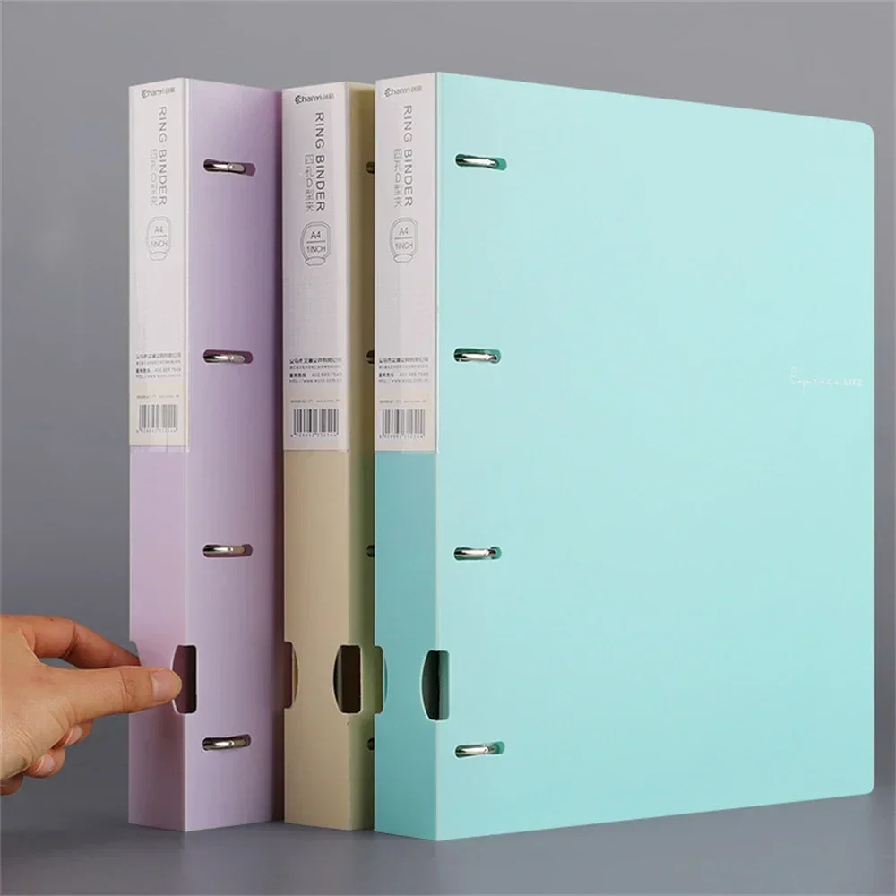 File Folder A4 File Folders Display Book 4 Hole Binder Folders Morandi Color Waterproof Document Ring Binder Folder Office School Supplies