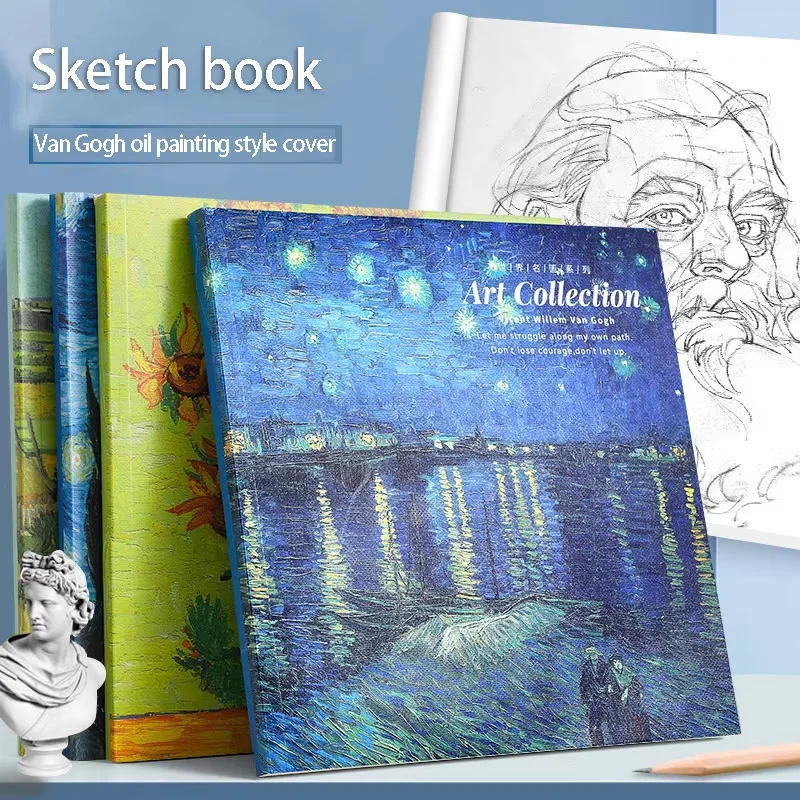 Van Gogh-Inspired Premium Oil Painting Sketch Book - 80 Pages of Thick, Blank Canvas