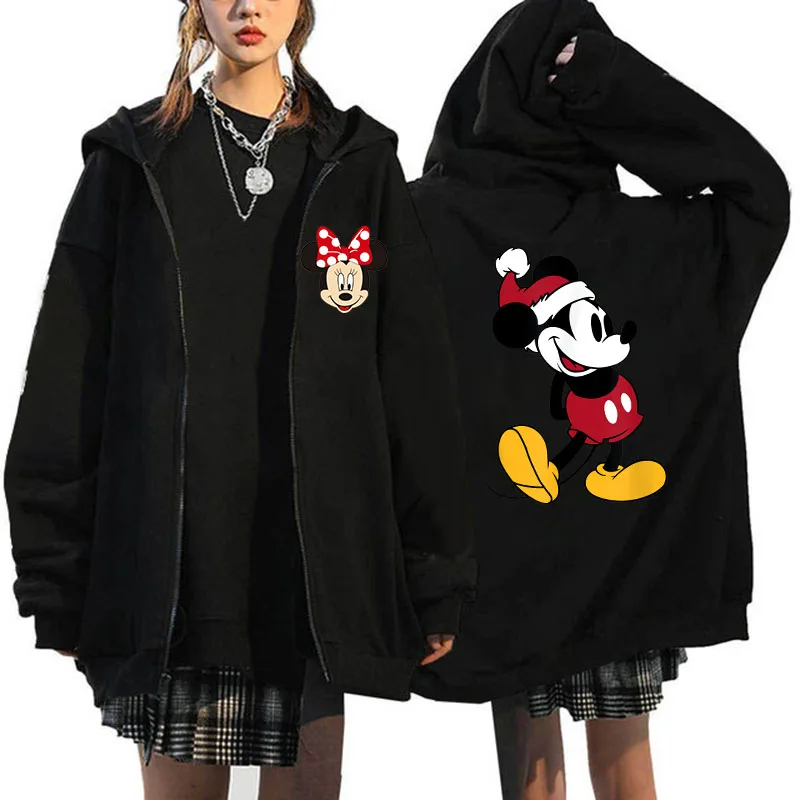 thumbnail image 1 of Sudaderas con cremallera de Minnie y Mickey Mouse para mujer, sudaderas con capucha de Disney, chaqueta Harajuku, ropa de calle de dibujos animados, Unisex, años 90, Y2k, 1 of 3