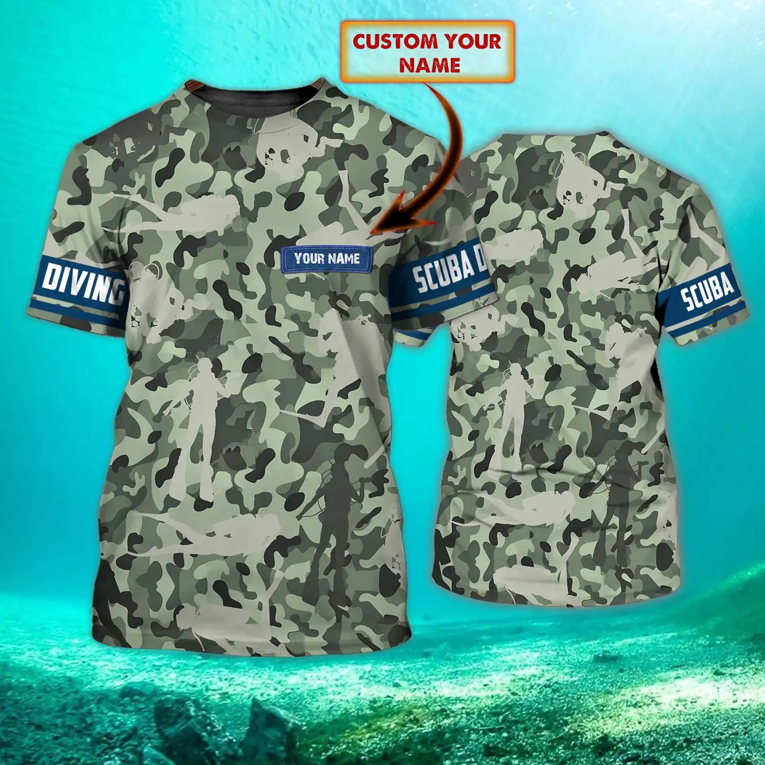 

Новинка 2023, Мужская футболка для подводного плавания с 3 персонализированными названиями, мужская толстовка с круглым вырезом и коротким рукавом, свитшот, Топ