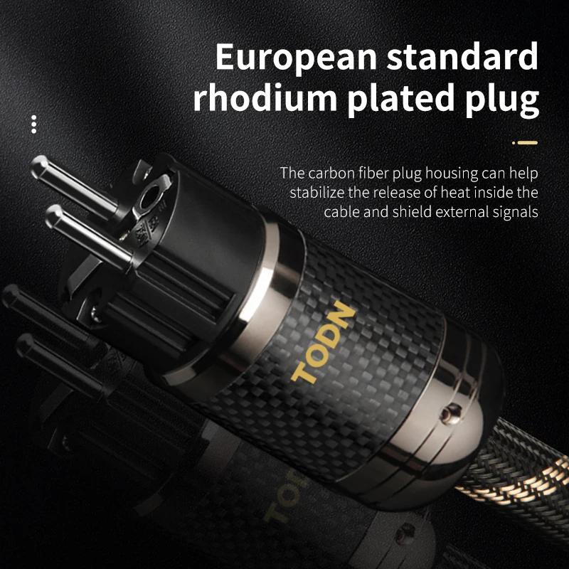 Audio Cable TODN power cable hifi OCC&OFC EU/US Carbon fiber plug Rhodium plated plug