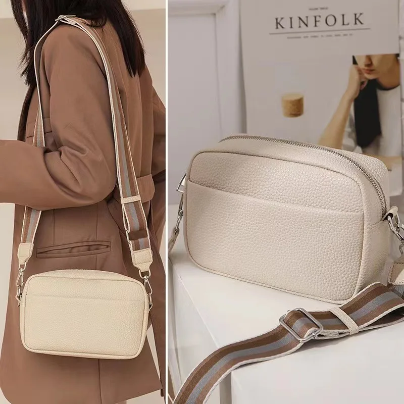 

Small Cross Body Bag For Women 2023 New Summer White Sling Purse Soft Pu Leather Wide Shoulder Strap Side Bag Casual