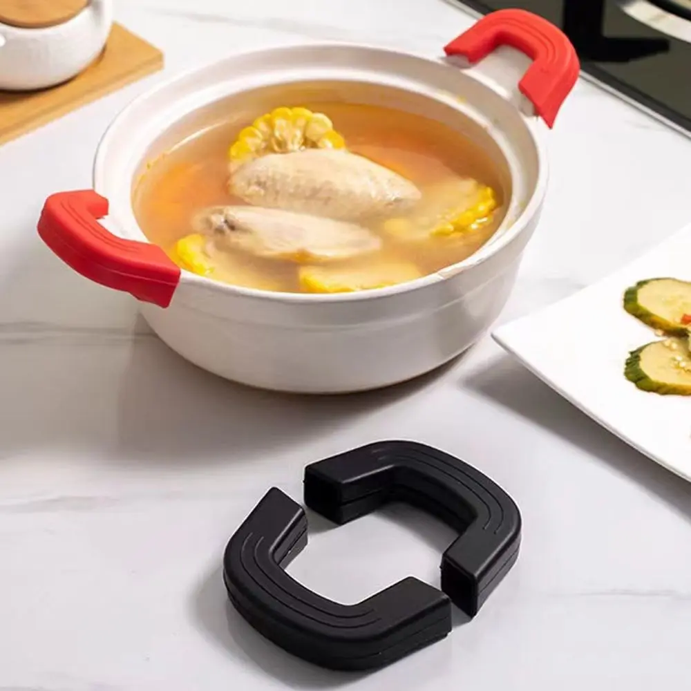 Pot Handle Cover 2PCS Silicone Anti-Scald Pot Handle Cover Non-Slip Pot Ear Clip Sleeves for Frying Cast Iron Skillet Pan Kitchen Tools