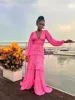 Robe Maxi élégante pour femmes, à volants, manches longues, ajourée, robes de soirée, Chic, vert, bleu, violet, nouveau, vacances d'été