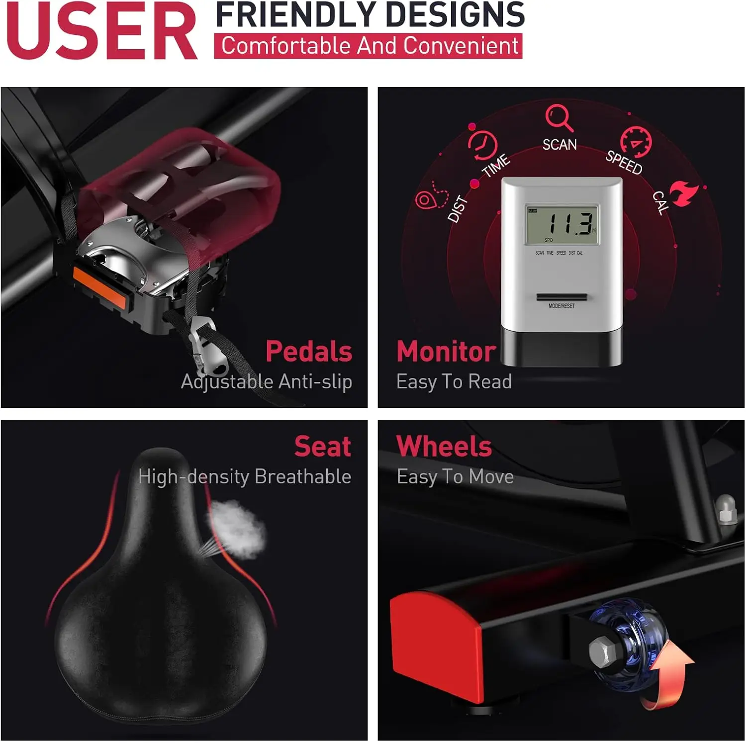 Exercise Bike, Bluetooth Stationary Indoor Cycling Bike with Readable 100 Levels Magnetic Resistance, Plus 1