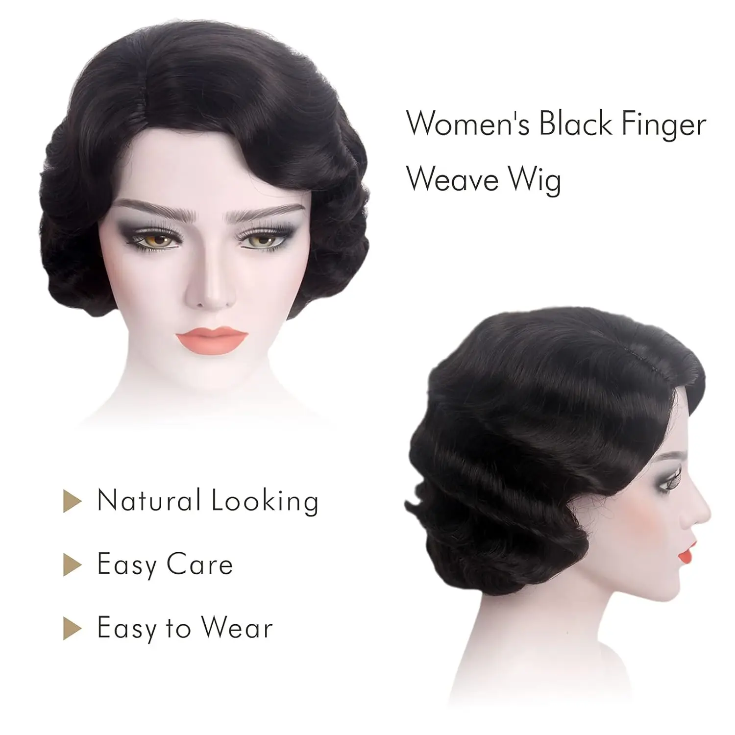 Stylex Party Parrucca Anni '20 Flapper | Bob Nero Per Costume Halloween E Festa A Tema