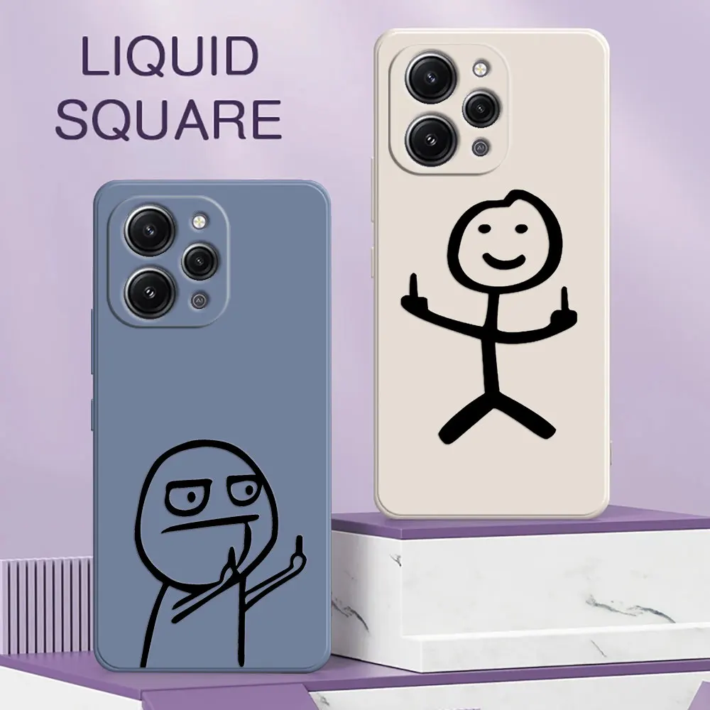 Funny Middle Finger Cute Man Fundas For Xiaomi 13T Pro Case For Redmi 12 12C 10 10C 9 9A 9C 8 K20 K30 K40 K60 Liquid Phone Cover