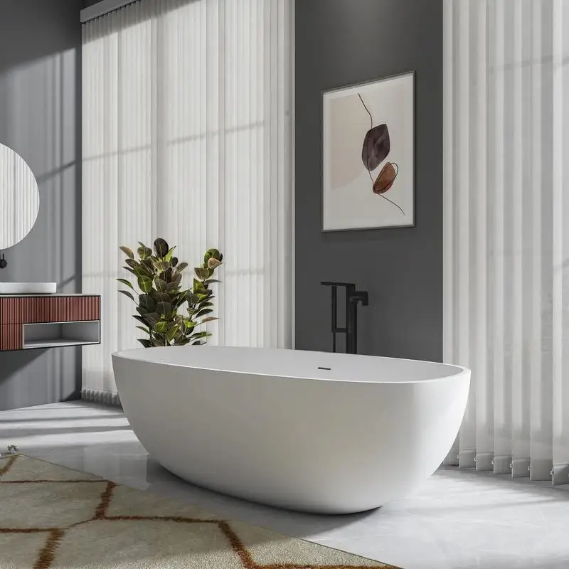 71" Solid Surface Freestanding Soaking Tub 2