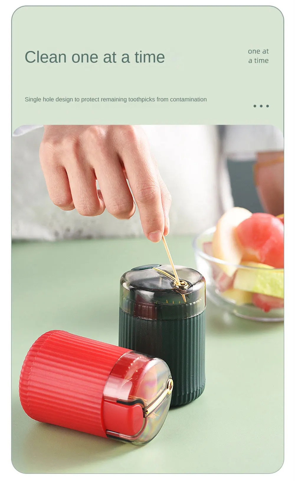 Description Picture 6 of itemPop-up Automatic Toothpick Dispenser Portable Plastic Toothpick Holder Container Creative Press Toothpick Storage Box Organizer