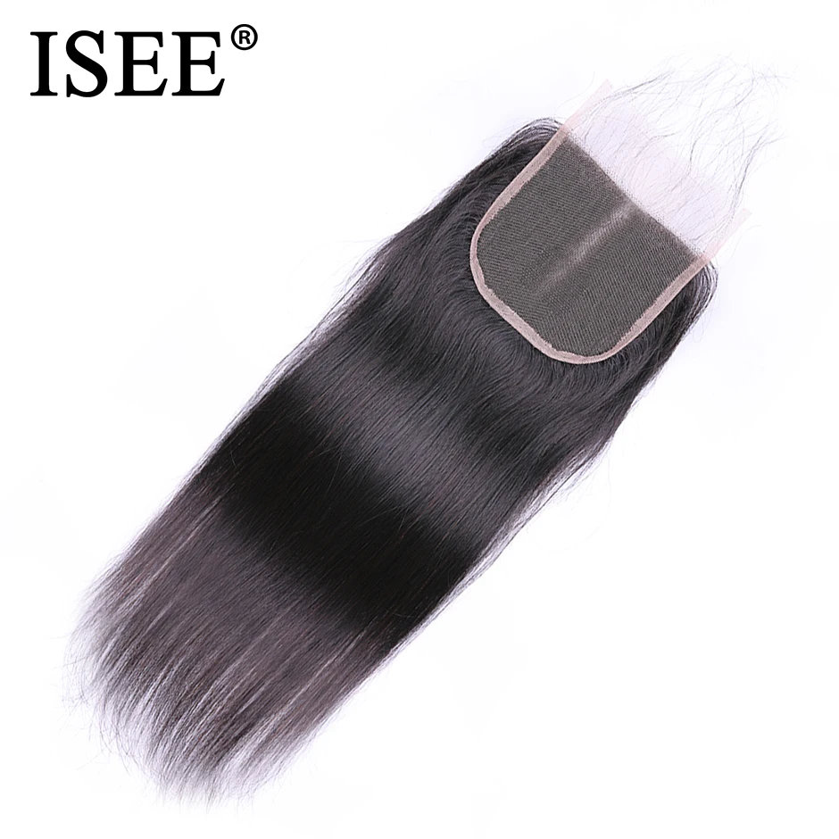 Human Hair Wigs Human Hair Lace Closure ISEE HAIR Peruvian Straight Hair Lace Closure HD 4