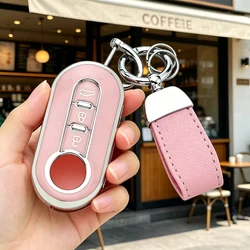 Deluxe TPU Car Key Case Cover with Keychain Accessories (Pink Set)