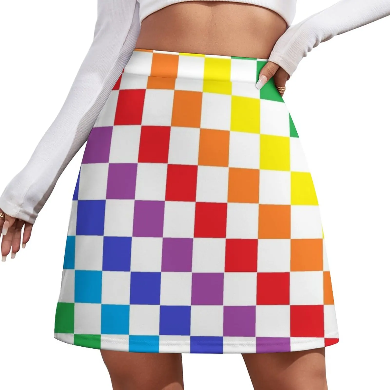 Checkered Rainbow Mini Skirt clothes short skirts for women
