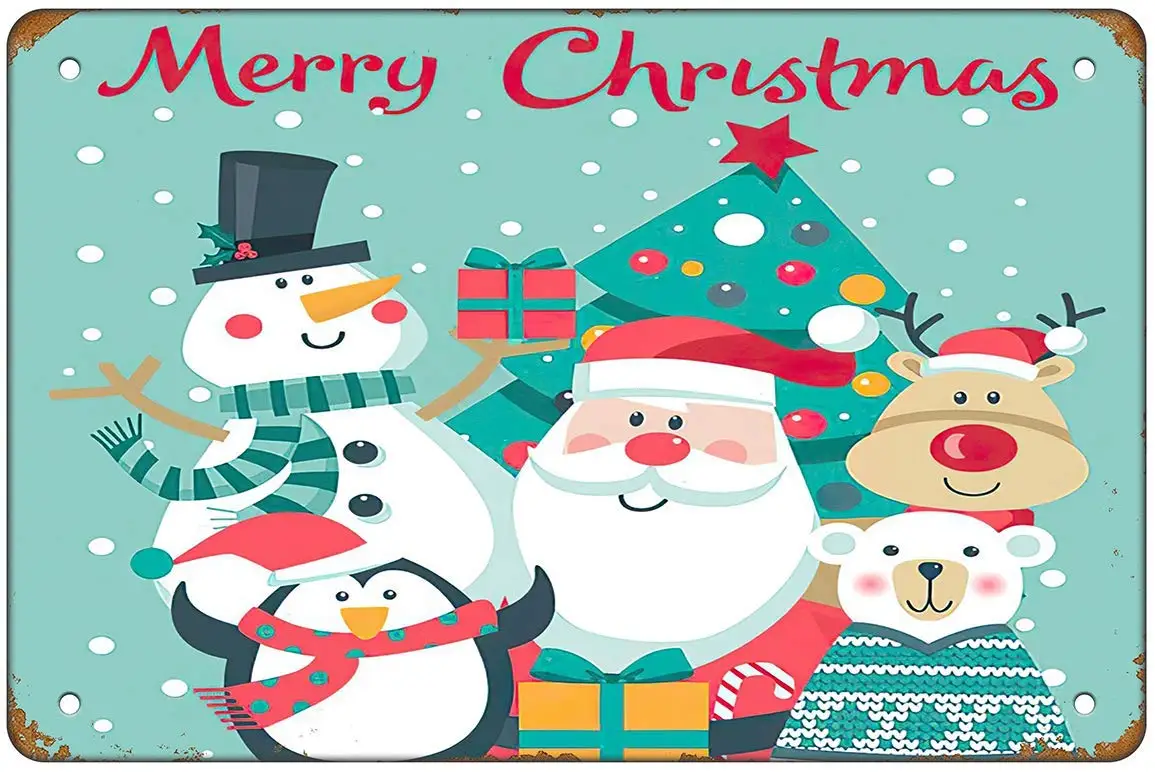 

Retro Tin Sign Merry Christmas from Our Big Smile Team Vintage Metal Sign for Wall Poster for Home Kitchen Bar Coffee Shop 12x8