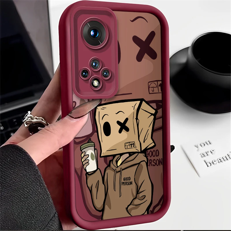 Cartoon Box Man Silicone Square Phone Case