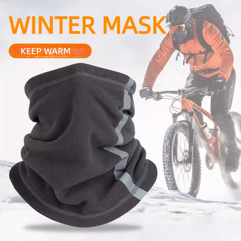 

Fleece Bandana Neck Gaiter Visibility Reflective Safety Warmer Hiking Balaclava Winter Warm Scarf for Women Men Fishing Mask