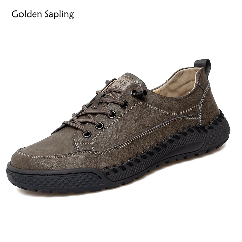 

Golden Sapling Casual Shoes Retro Leather Flats Platform Footwear Fashion Men's Shoe Classics Outdoor Trekking Flat Male Loafers