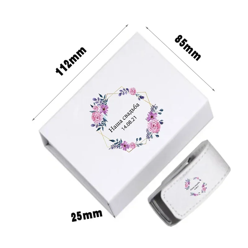 USB Flash Drive Leather USB 3.0 Flash Drive 4GB 8GB 16GB 32GB 64GB 128GB Wedding Photography Pen Drives Box Memory Stick U Disk