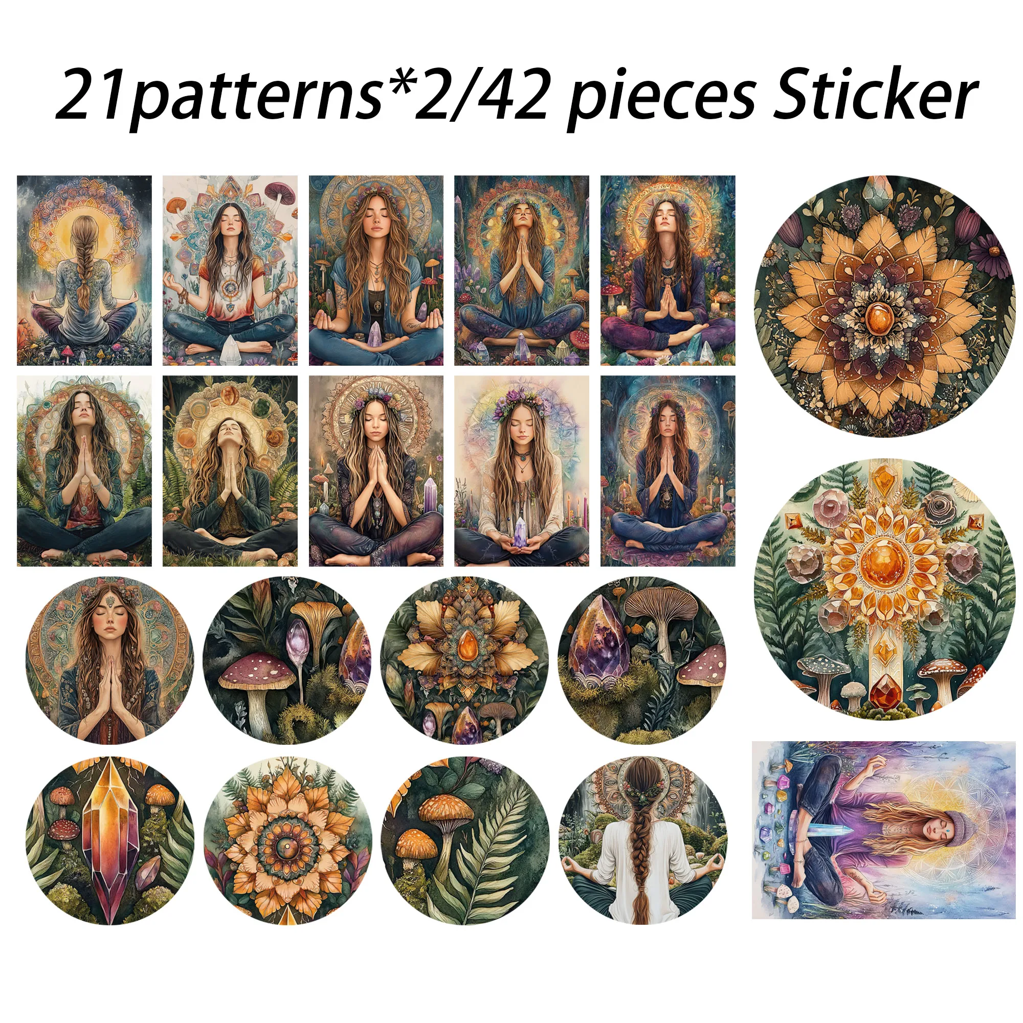 JAIIMAN 54pieces(with 42pieces sticker)Magic Yoga Junk Journal Paper Kits,Perfect for Arts,Scrapbooking Supplies,Junk Journals