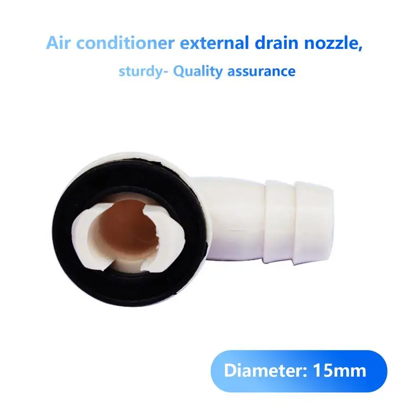 15mm Air Conditioner External Unit Drain Hose Connector Elbow with Rubber Ring for LG/Media/Haier/Kelon/Gree AC Units