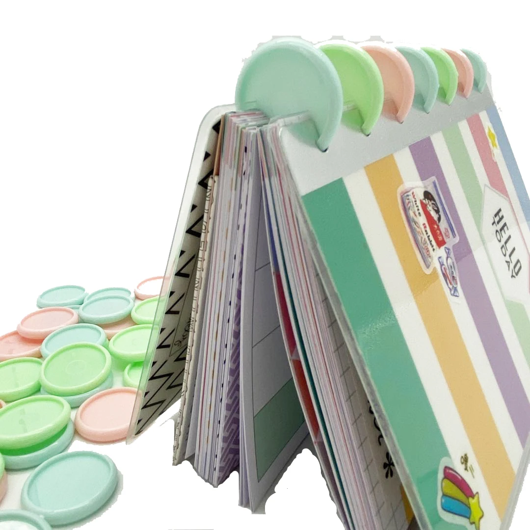 100pcs30mm Binding Ring Plastic Ring Buckle Mushroom Hole Loose-leaf Notepad Plastic Binding Discs Macaron Disc Fichario