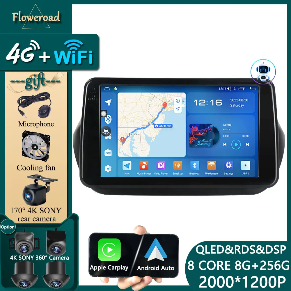 9 Pollici Carplay 4G Per Fiat Fiorino Qubo 2008 -2017 Autoradio Autoradio Lettore Multimediale Android 12 Navigazione Gps Monitor Stereo