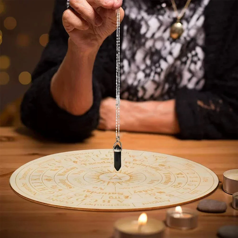 Carving wooden crystal energy plate base with stars and moon on the wooden plate