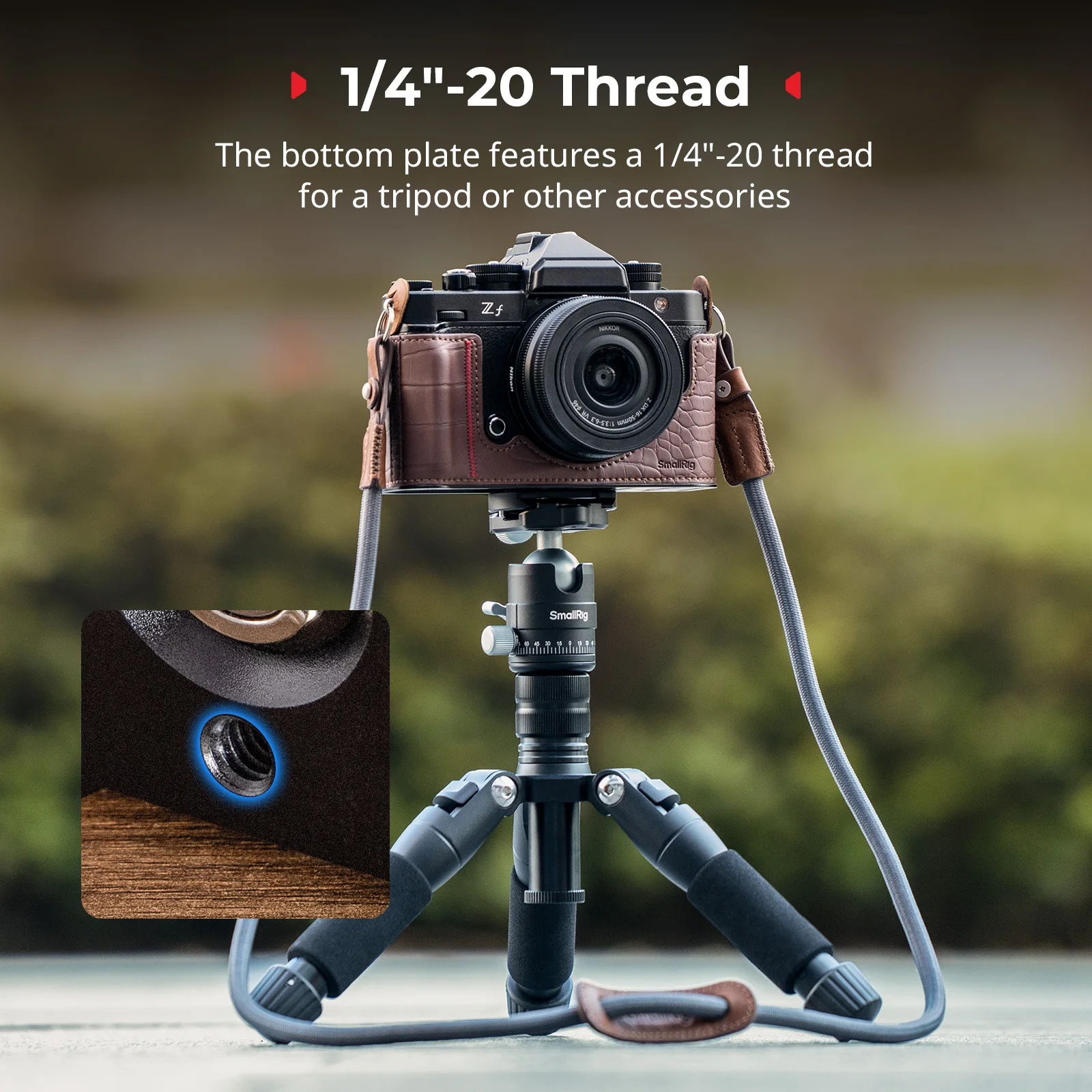 Z f Leather Case Kit for Nikon Z f with Shoulder Strap, Built-in Front Handle An