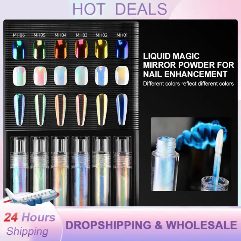 6 Colori Nail Crystal Diamond Powder Rainbow Color Glitter Shiny Pigment Holographic Glass Micro Drill Nails Art Decoration