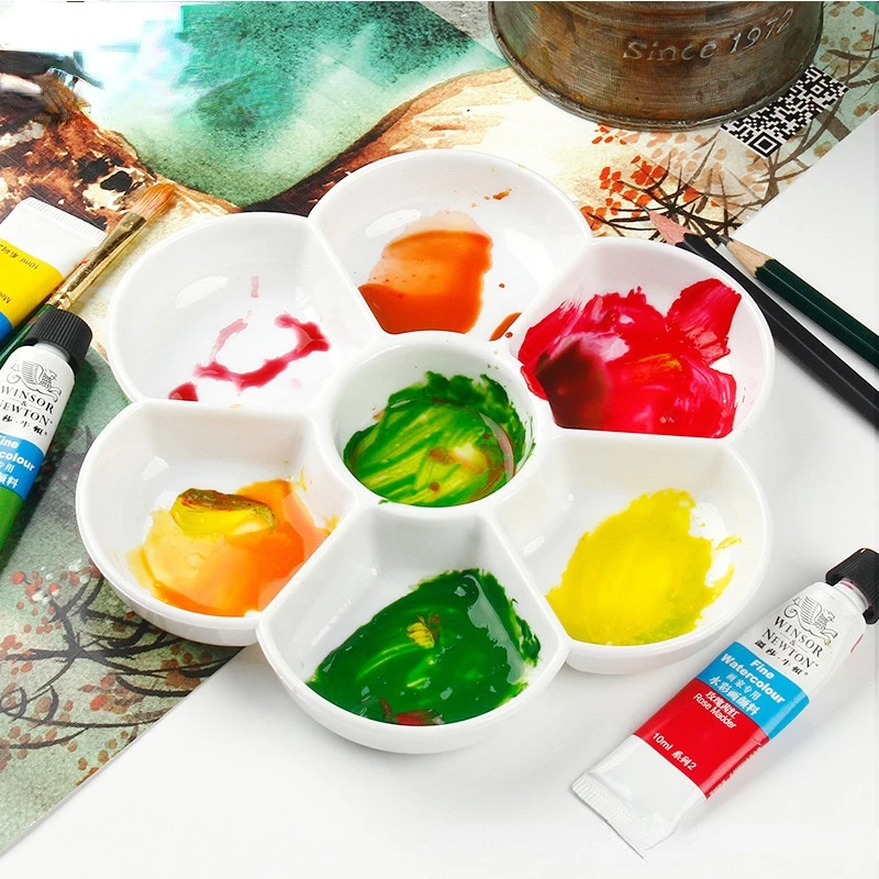 Flower Plum Rectangle Ceramic Palette Color Mixing Paint Palette Tray For  Watercolor Gouache Acrylic Painting Art Supplies