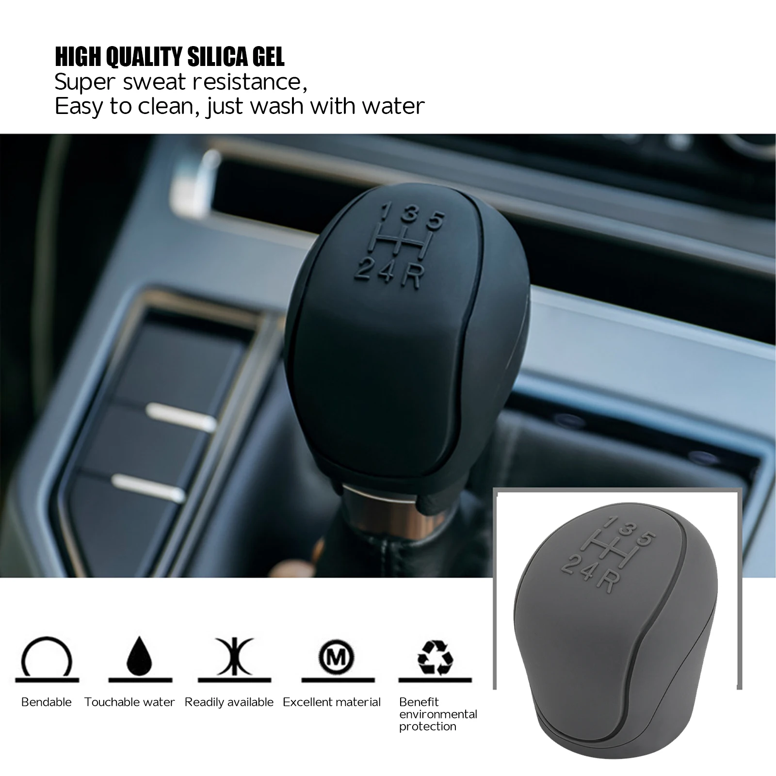 Housse Levier De Vitesse En Silicone Antidérapante - Protection Contre Rayures Et Poussière, 5 Couleurs Au Choix